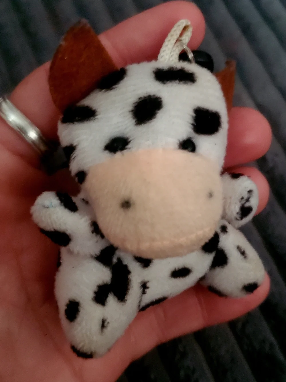 Cute Black & White Cow Plush Keychain